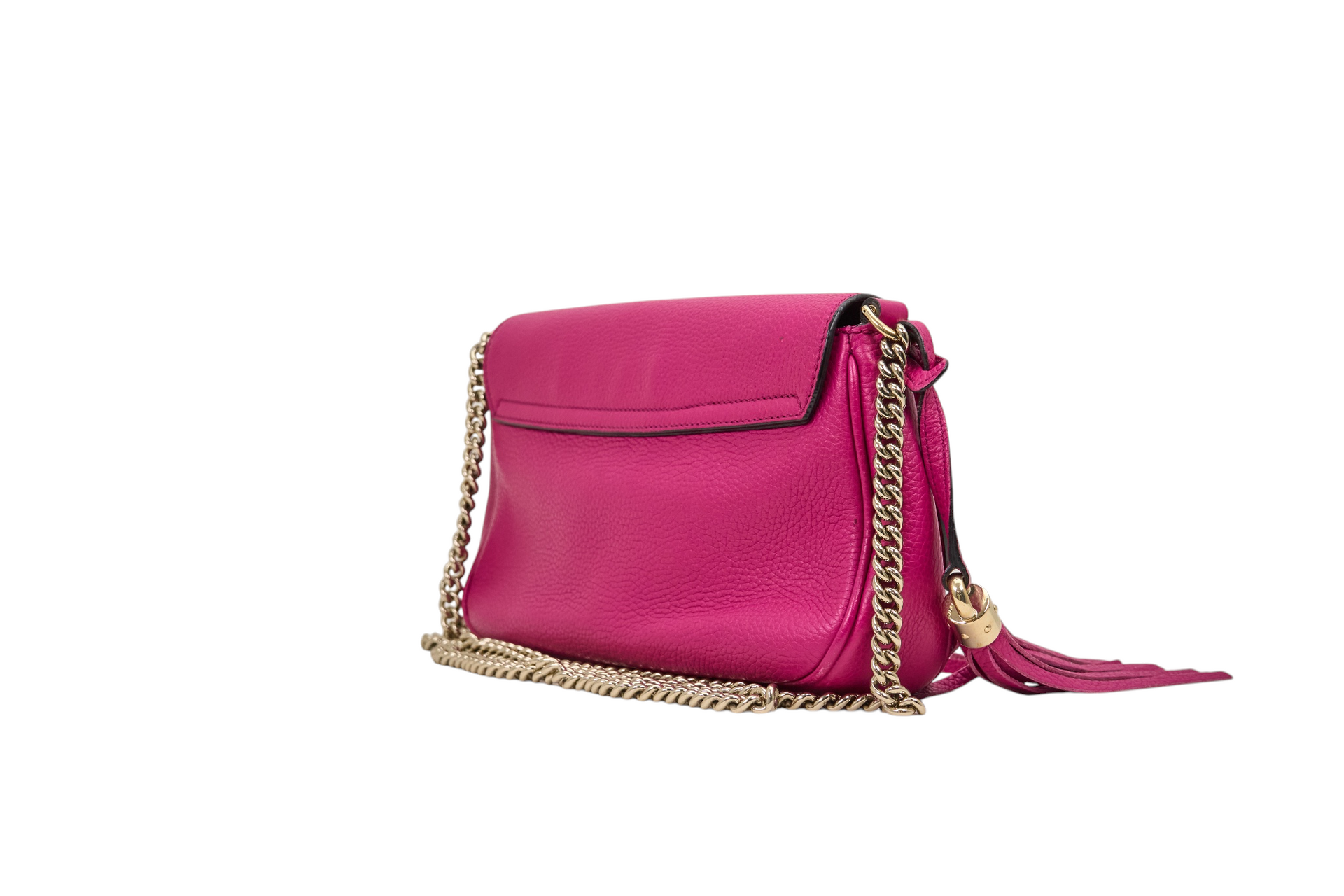 Gucci GG Soho Chain Crossbody Flap in Fuchsia Leather