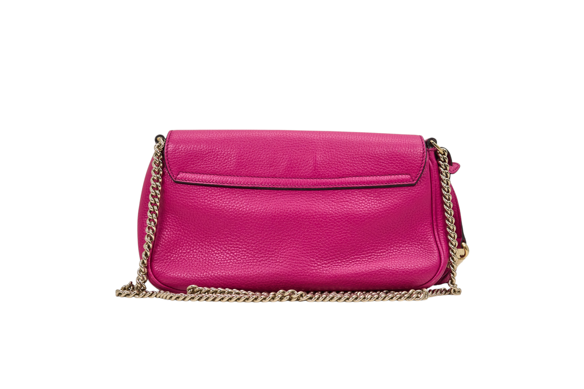 Gucci GG Soho Chain Crossbody Flap in Fuchsia Leather