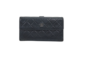 Chanel Wallet Black Classic Quilted Flap