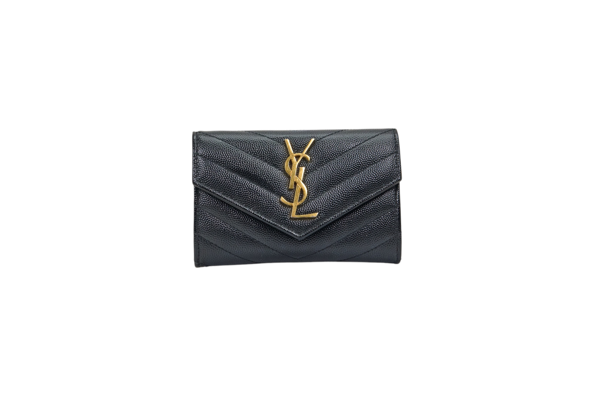 YSL Monogram Small Flap Wallet in Grained Leather