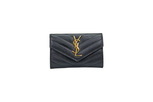 YSL Monogram Small Flap Wallet in Grained Leather