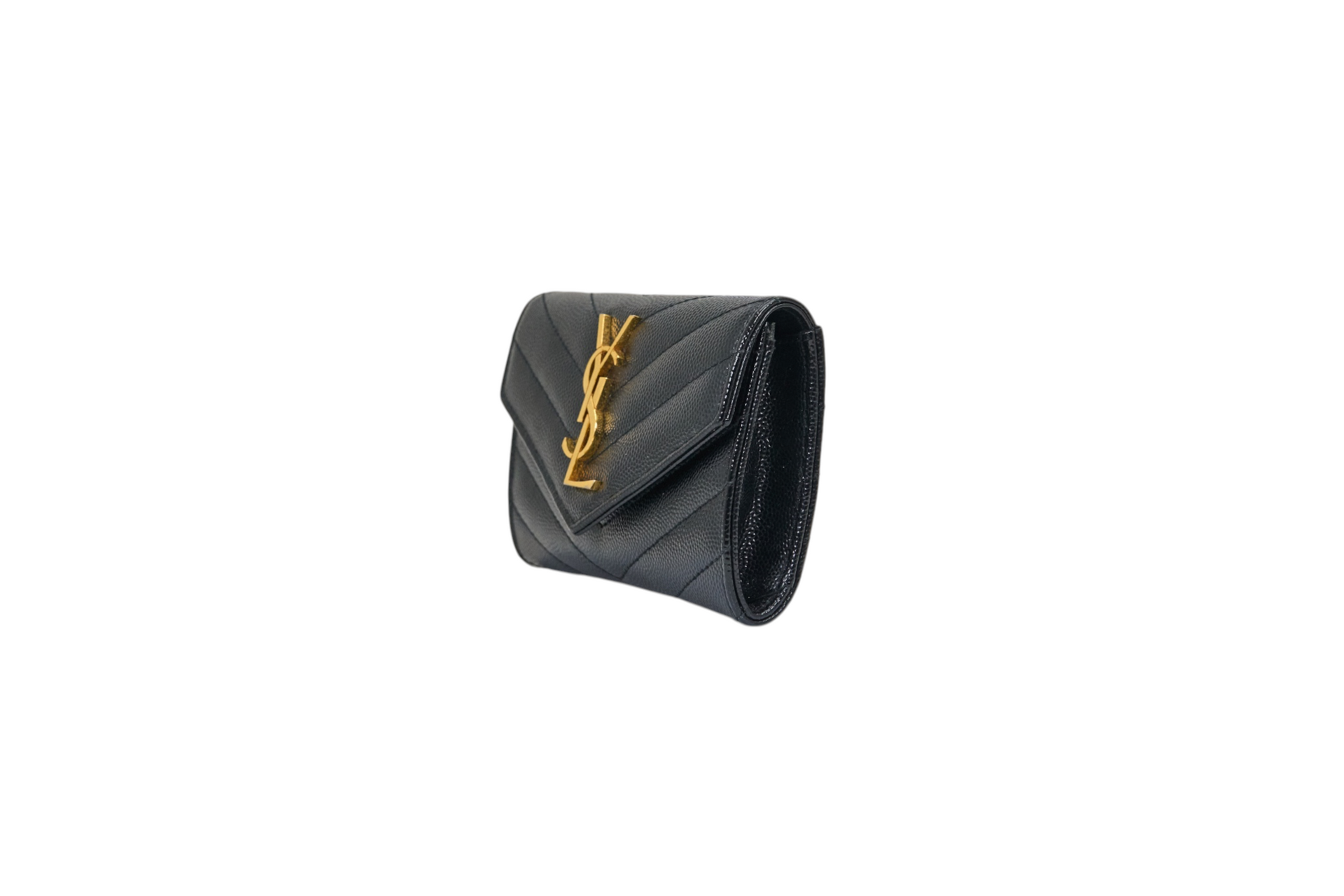 YSL Monogram Small Flap Wallet in Grained Leather