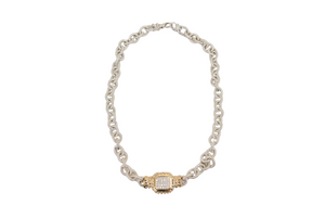Vahan Pave Natural Diamond Necklace in 14K Yellow Gold & Sterling Silver on Textured Sterling Chain