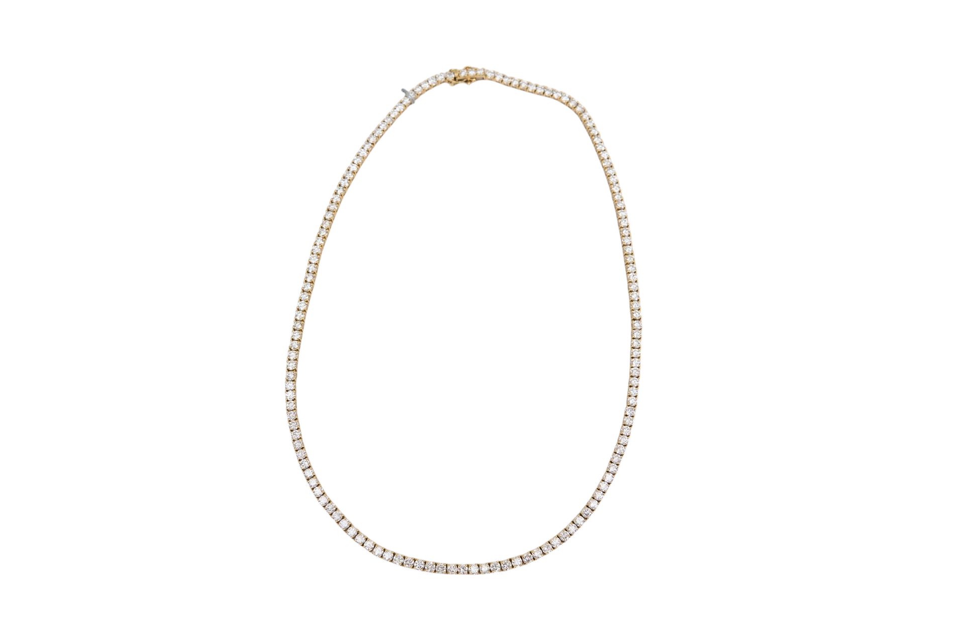 16cttw. Lab Grown F VS1 Diamond Tennis Necklace in 14K Yellow Gold