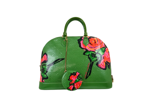 Louis Vuitton Alma MM Monogram Vernis Roses Vert Tonic with Matchin Coin Purse