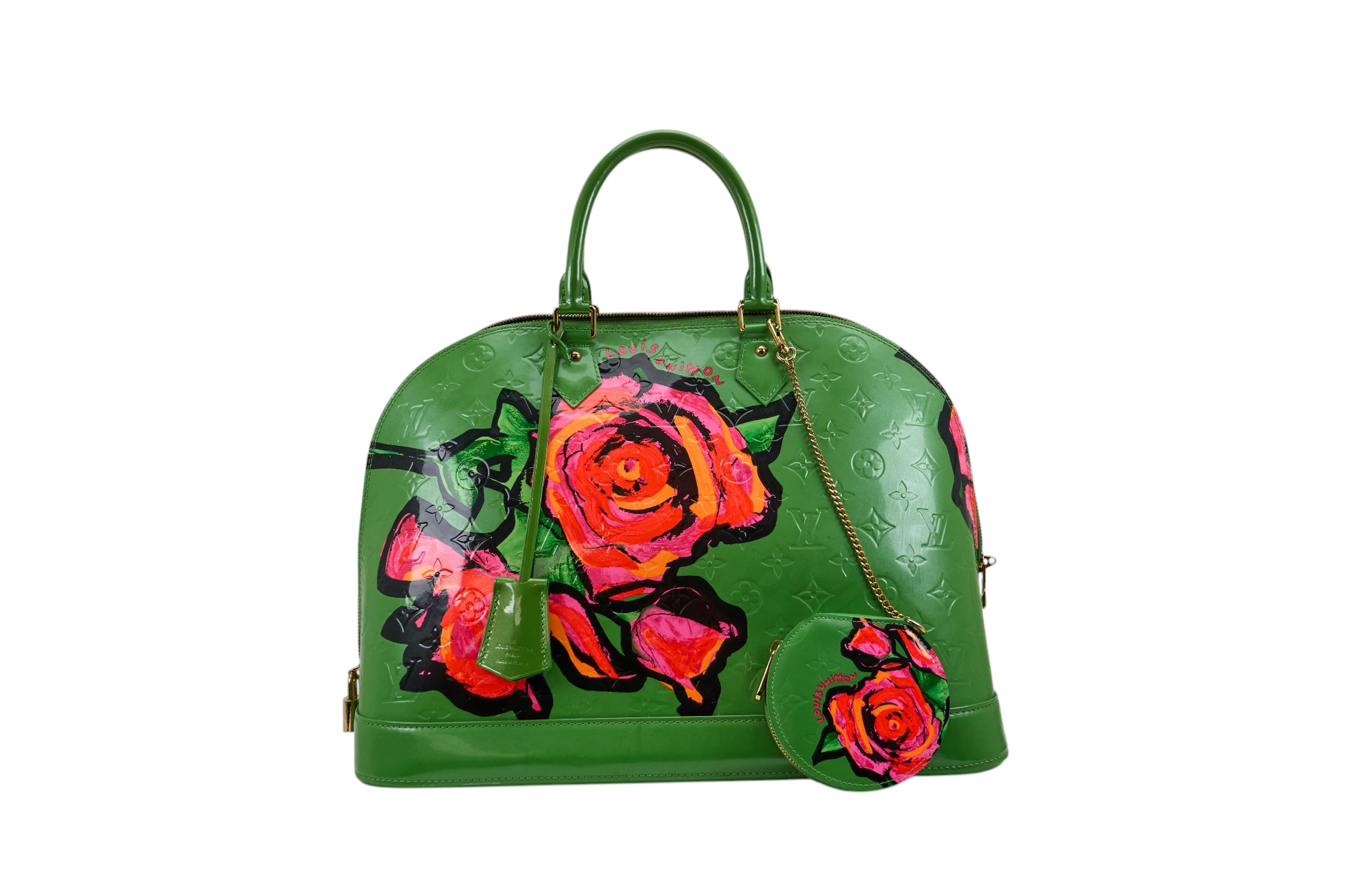 Louis Vuitton Alma MM Monogram Vernis Roses Vert Tonic with Matchin Coin Purse