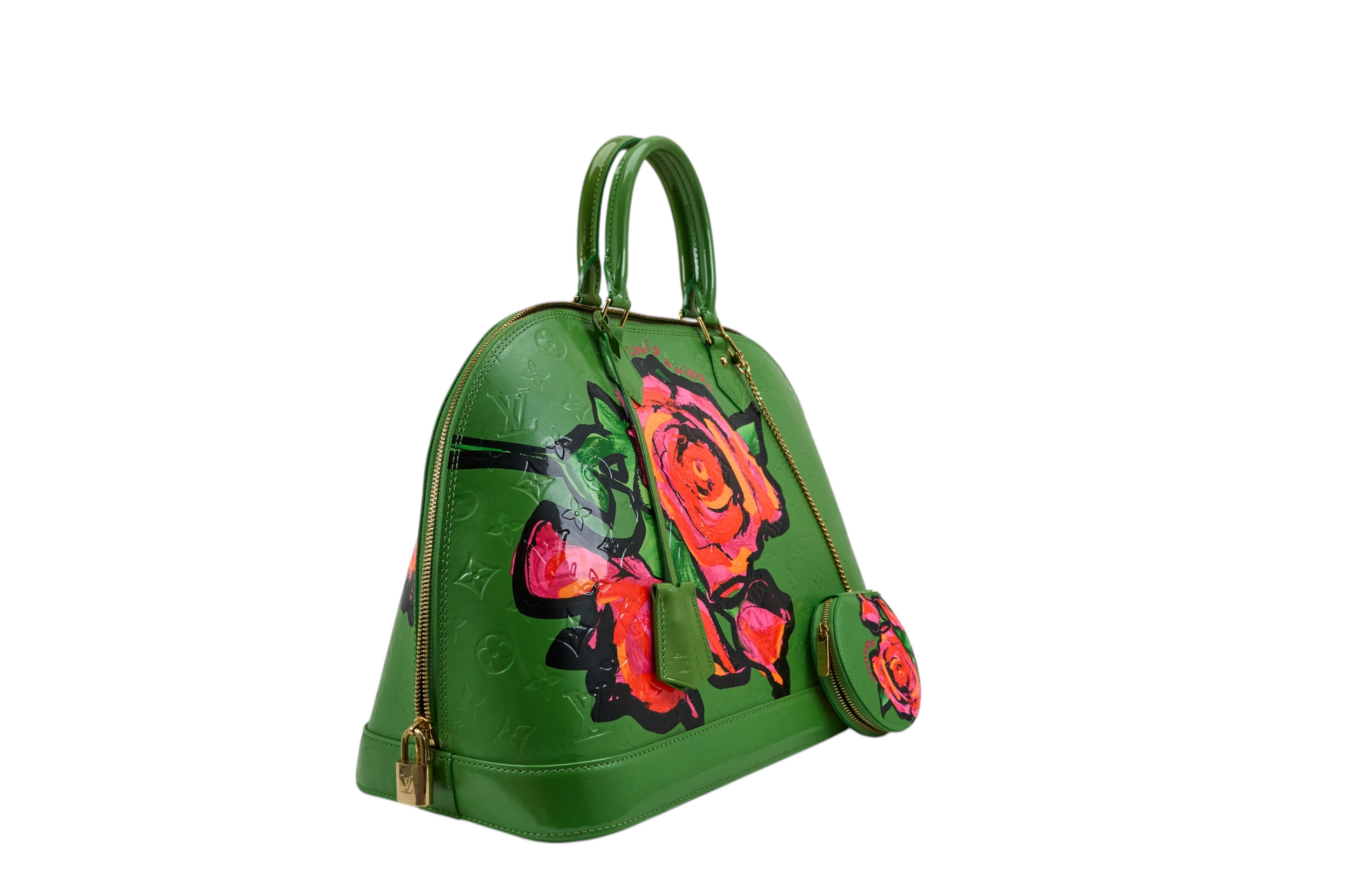 Louis Vuitton Alma MM Monogram Vernis Roses Vert Tonic with Matchin Coin Purse