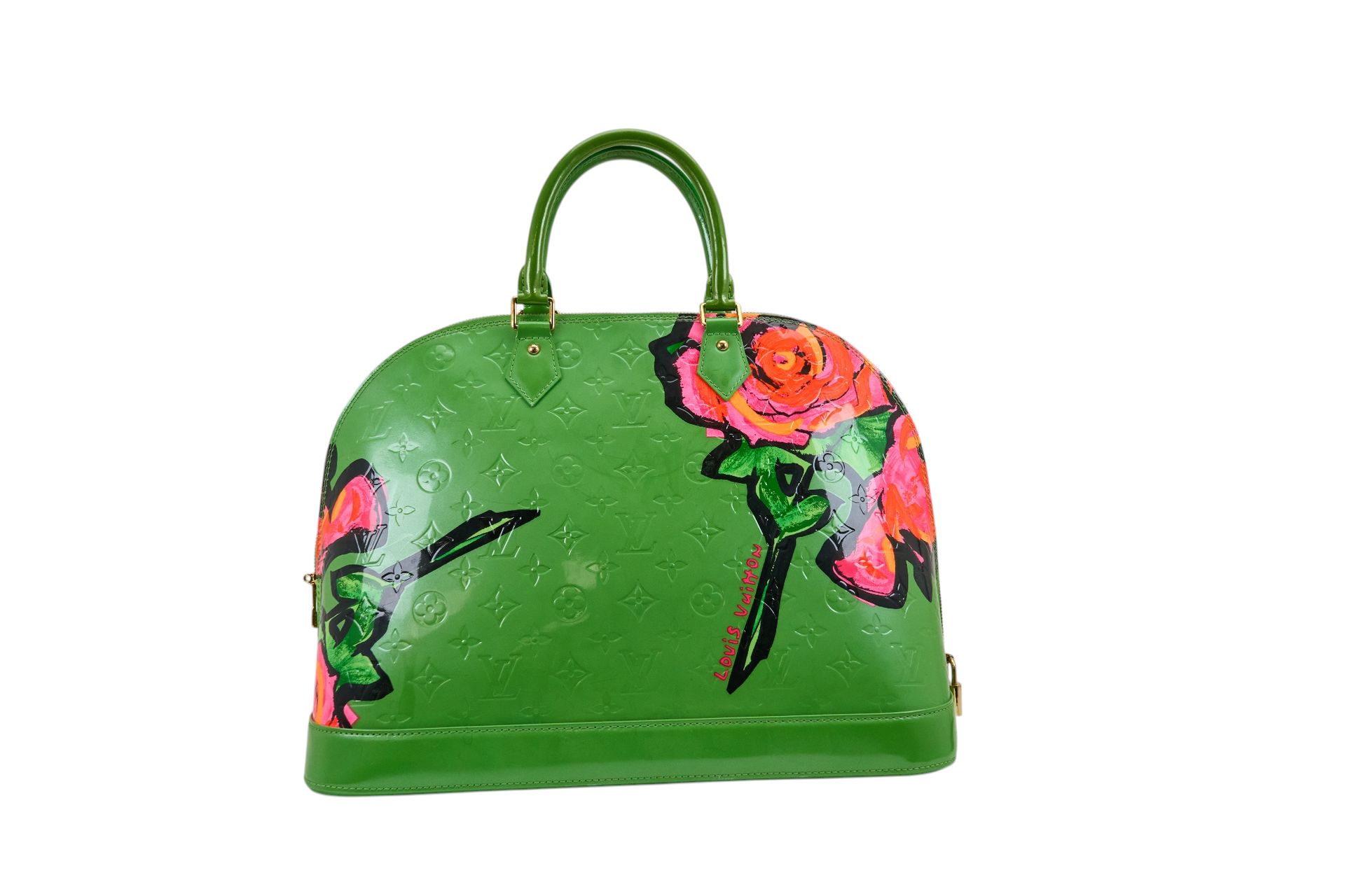 Louis Vuitton Alma MM Monogram Vernis Roses Vert Tonic with Matchin Coin Purse