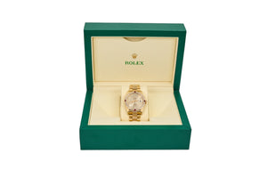 36mm Rolex President in 18K Yellow Gold Featuring Natural Diamond/Ruby Bezel & Center Links