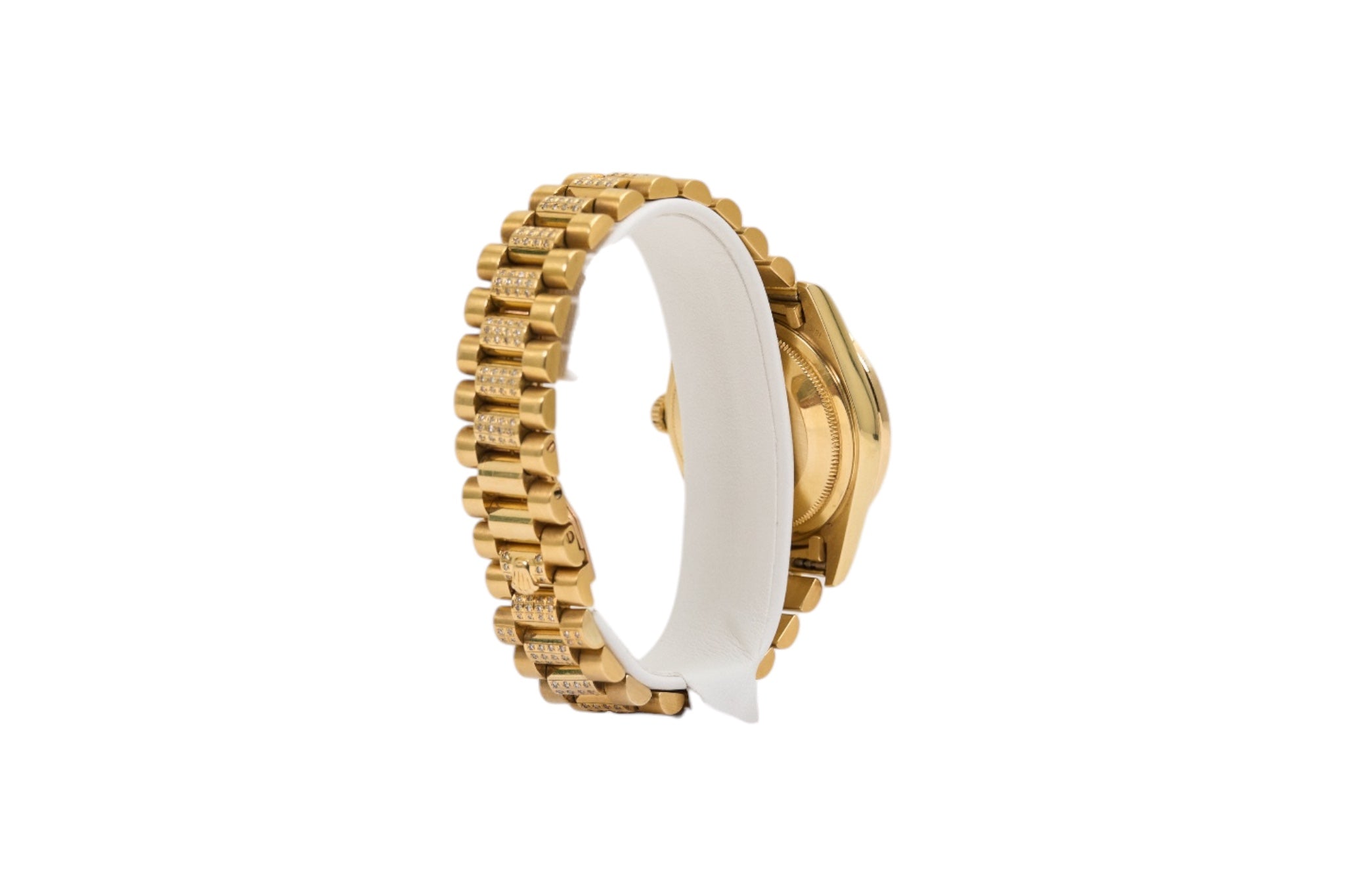36mm Rolex President in 18K Yellow Gold Featuring Natural Diamond/Ruby Bezel & Center Links