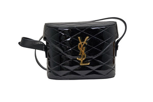 YSL June Box Black Patent Quilted Leather