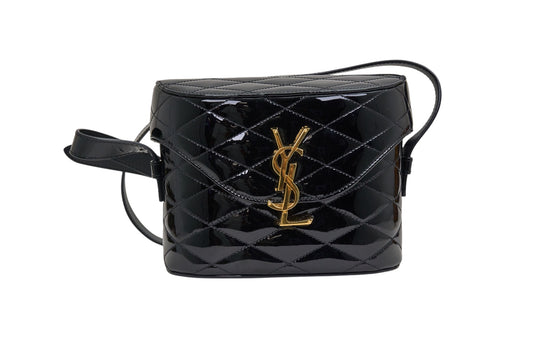 YSL June Box Black Patent Quilted Leather