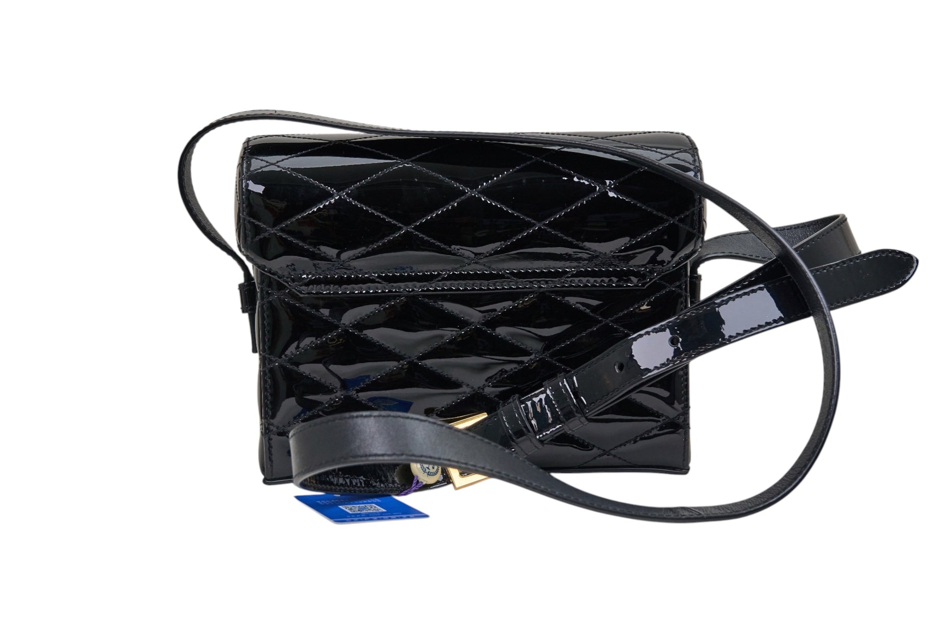 YSL June Box Black Patent Quilted Leather