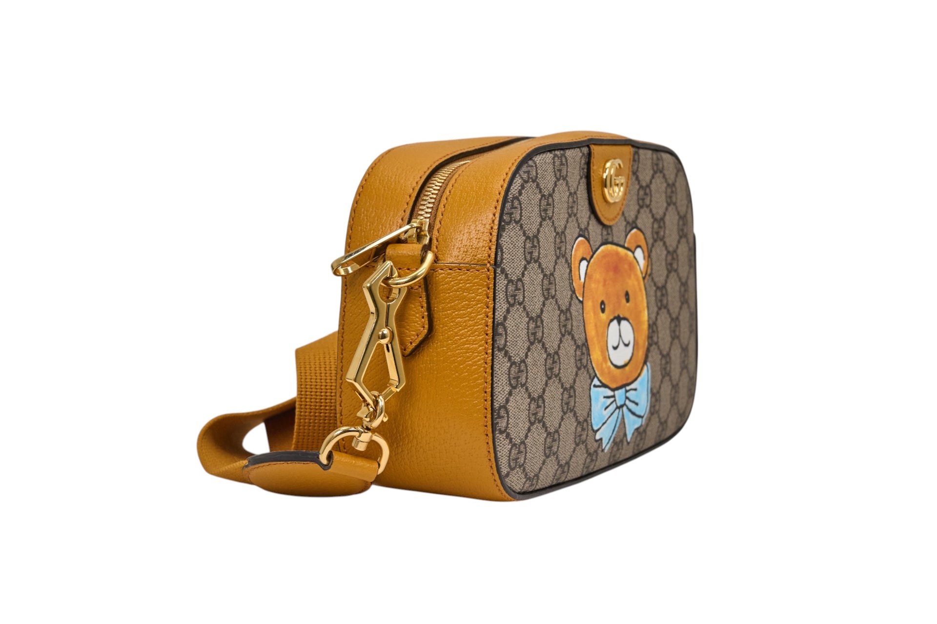 Gucci X Kai Brown Teddy Bear GG Supreme Canvas Crossbody
