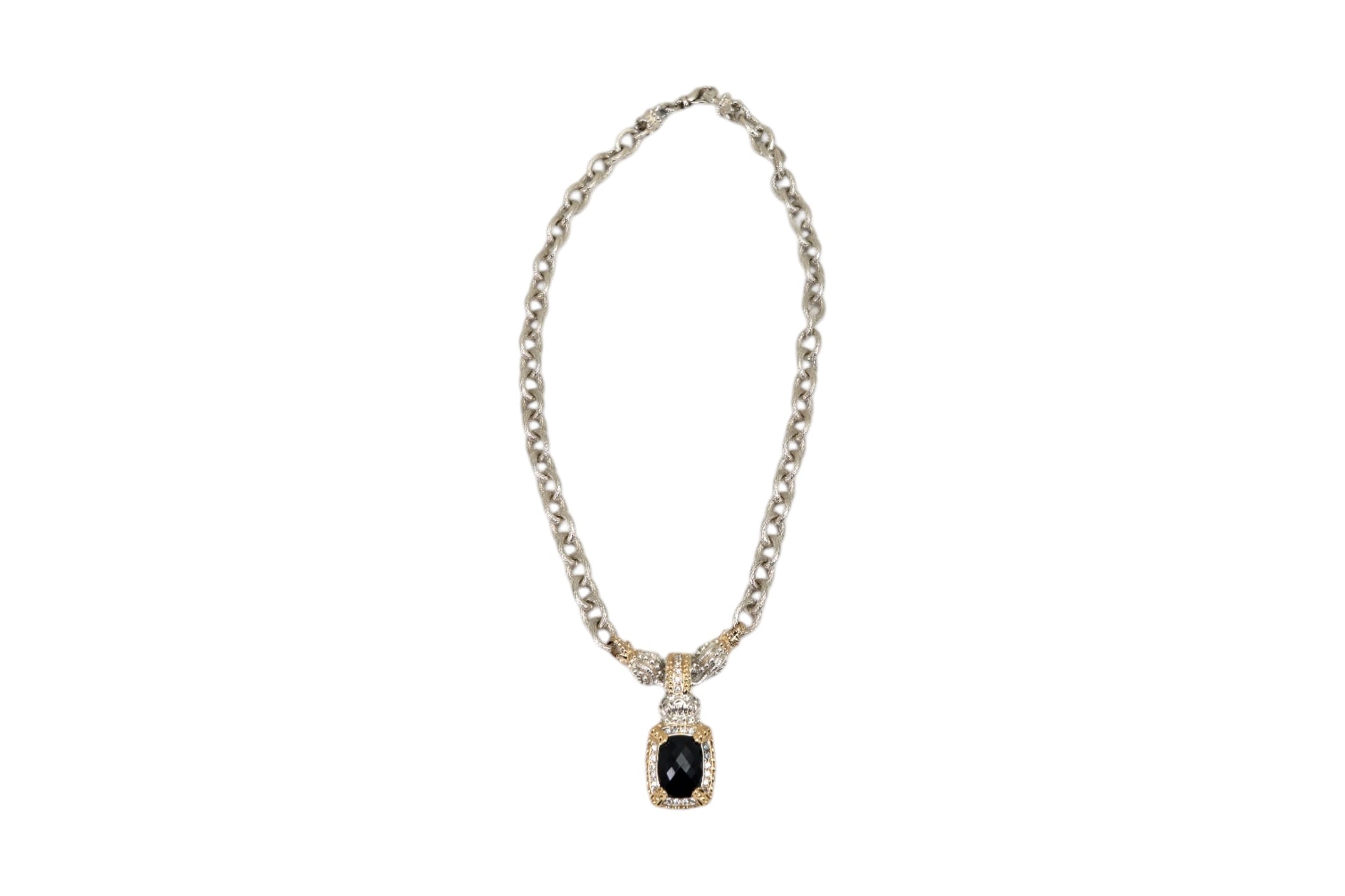 Vahan Natural Diamond & Onyx Pendant Set in 14K Yellow Gold & Sterling Silver on Vahan Chain