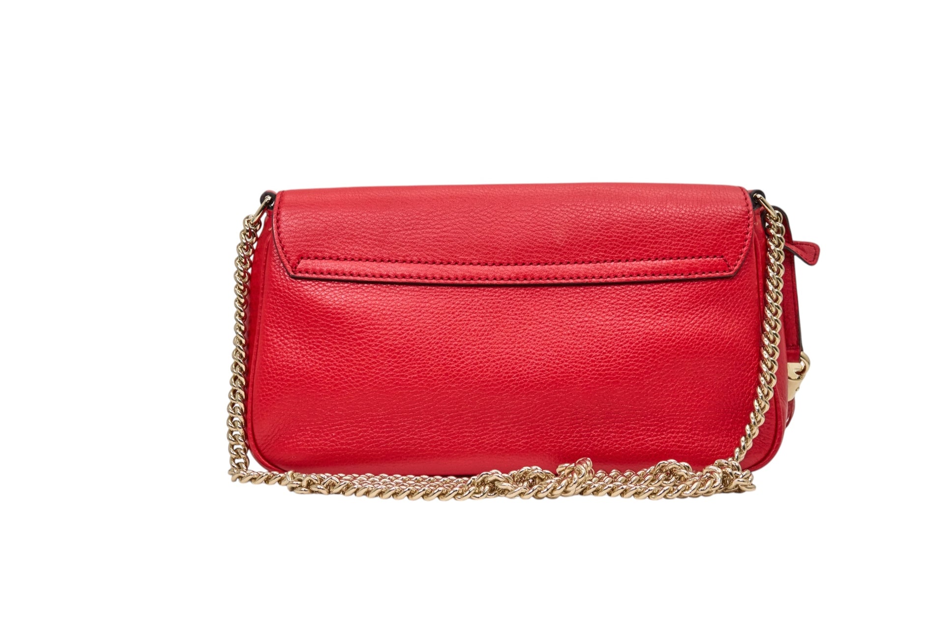 Gucci Soho Chain Flab Bag in Red Pebbled Calfskin Leather