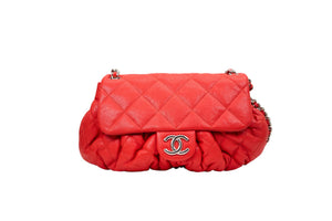 Chanel Chain Around Flap Bag in Red Washed Lambskin Leather
