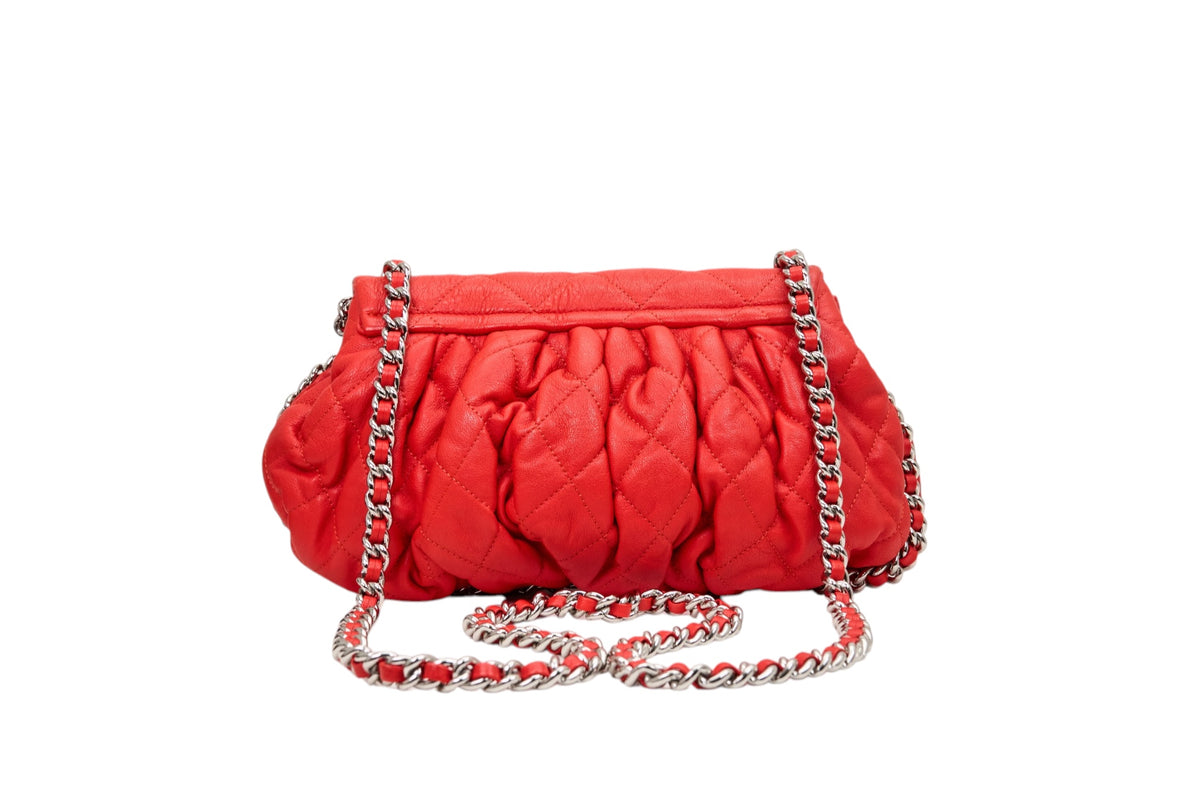 Chanel Chain Around Flap Bag in Red Washed Lambskin Leather