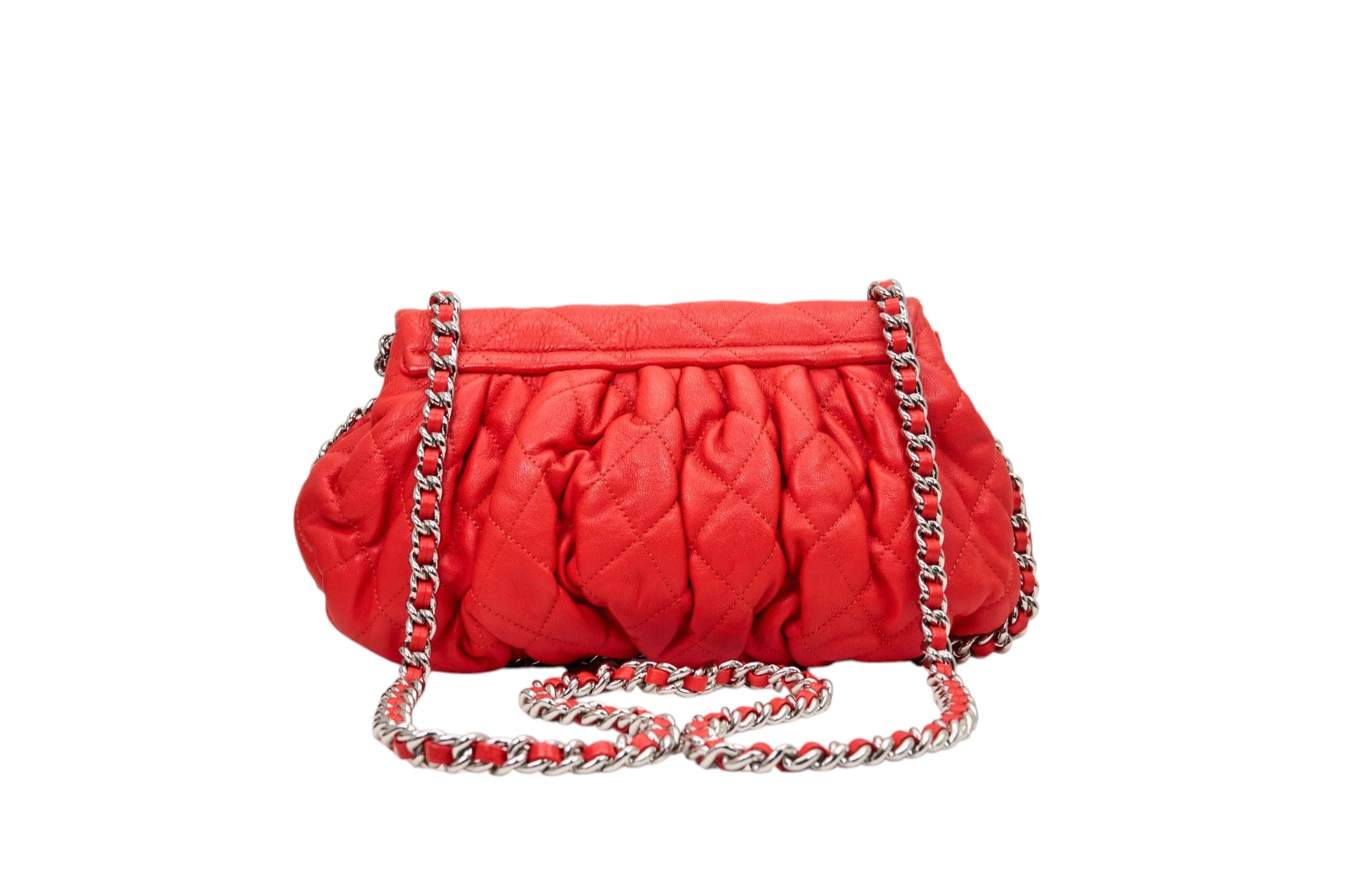 Chanel Chain Around Flap Bag in Red Washed Lambskin Leather
