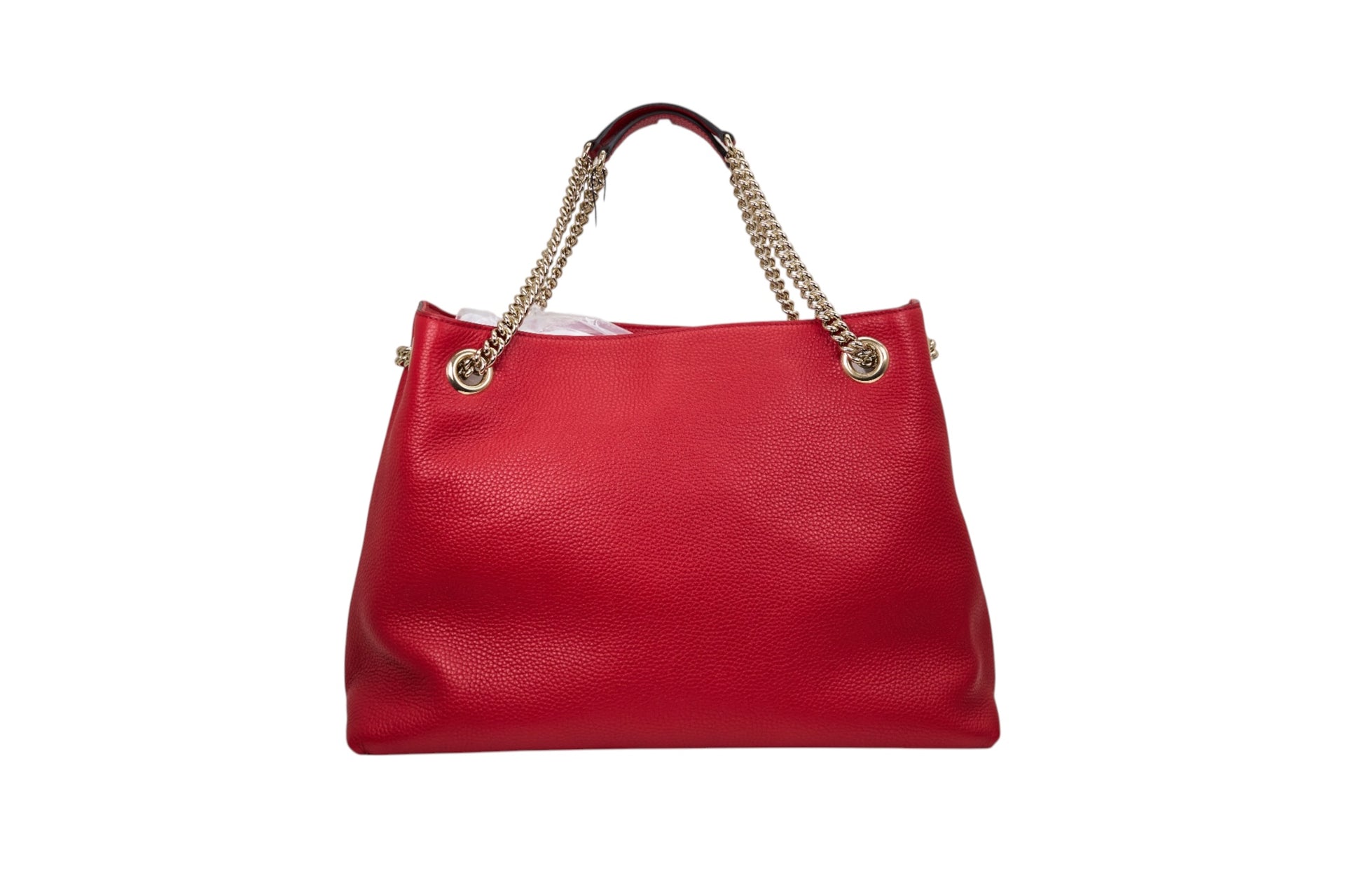 Gucci GG Soho Medium Chain Shoulder Bag in Red Pebbled Calfskin Leather