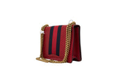 Gucci Red Leather Beaded Eye Bow Peony Shoulder Bag