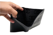 Chanel Black Caviar Leather CC Embossed Long Bifold Wallet