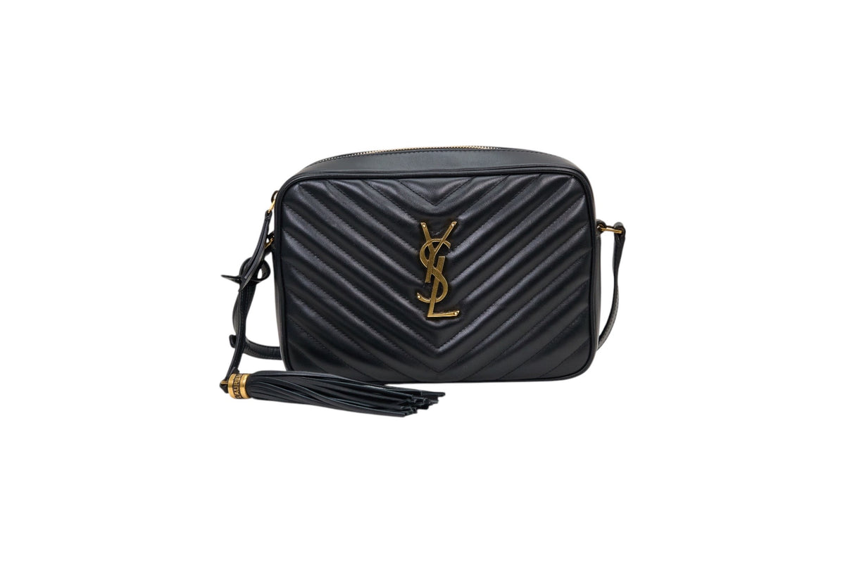 YSL Lou Medium Camera Bag in Black Quilted Leather