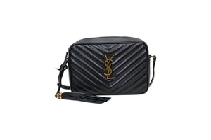 YSL Lou Medium Camera Bag in Black Quilted Leather