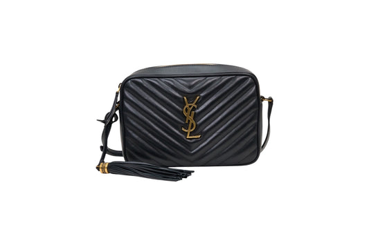 YSL Lou Medium Camera Bag in Black Quilted Leather