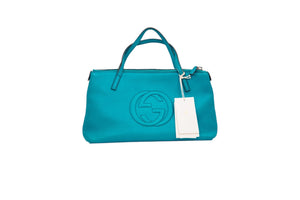 Gucci Soho Mini Tote in Turquoise Blue Leather