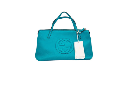 Gucci Soho Mini Tote in Turquoise Blue Leather