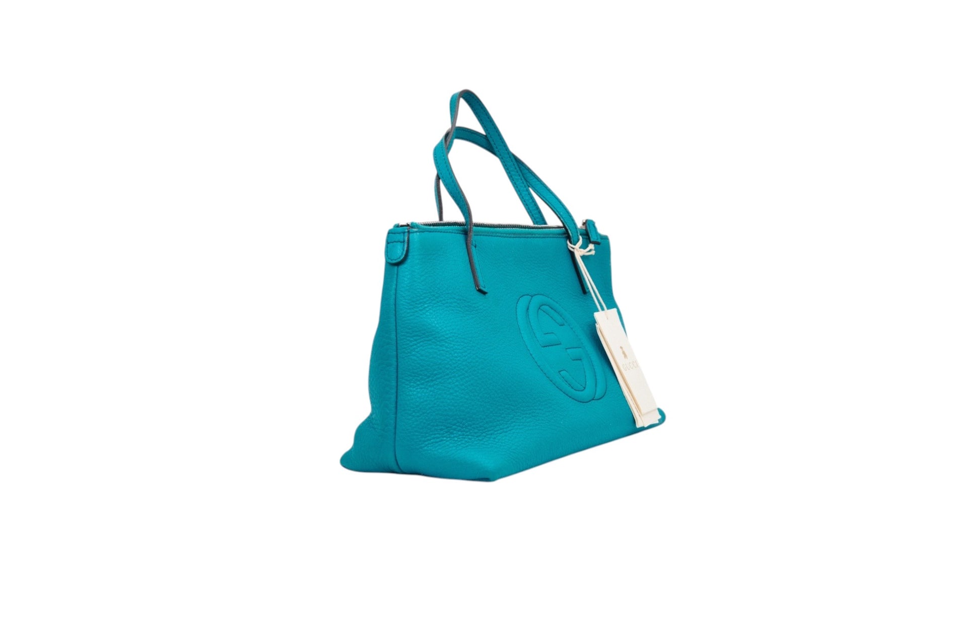 Gucci Soho Mini Tote in Turquoise Blue Leather