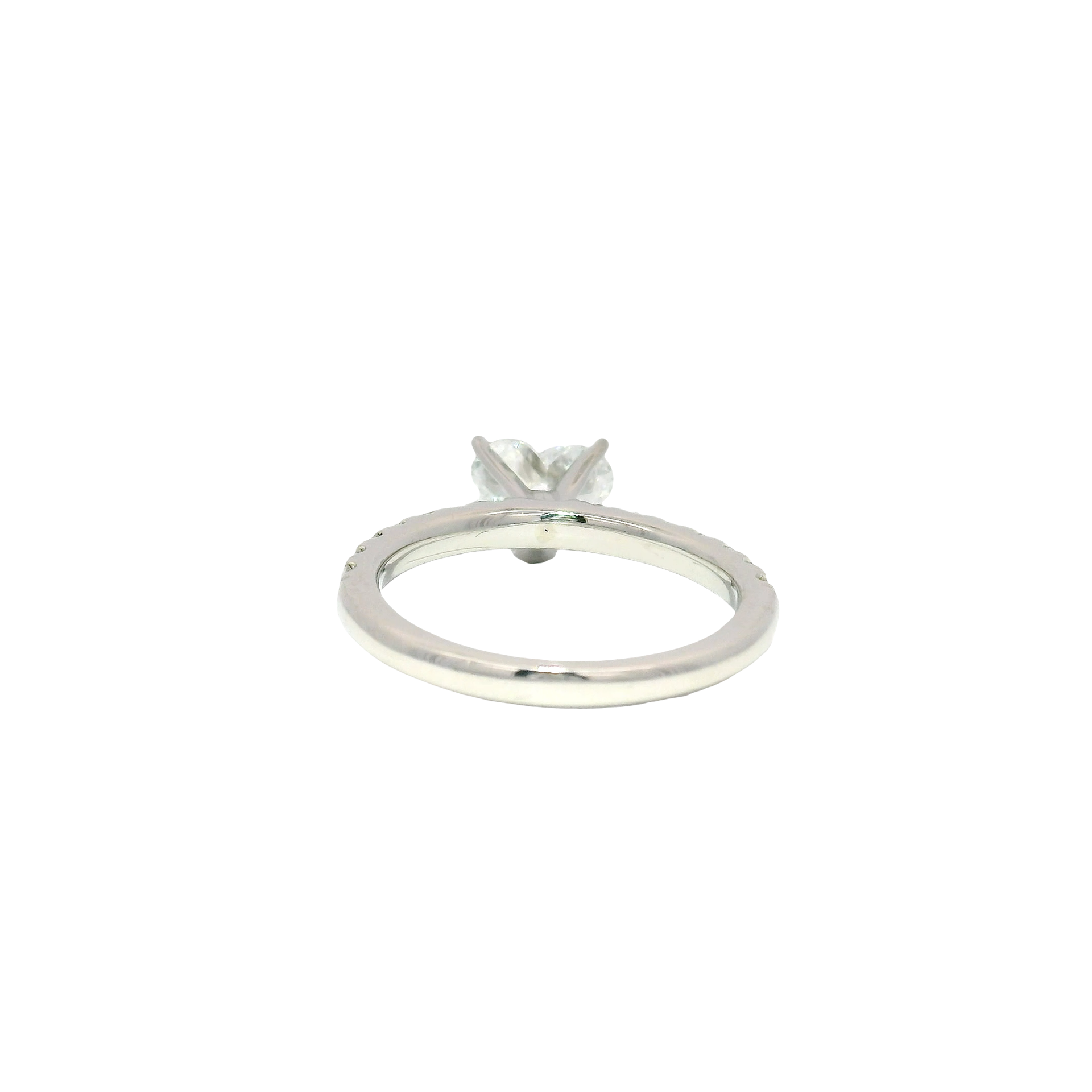 1.61ct. D VS2 Heart Cut Diamond Set in Custom Diamond Accent Platinum Mounting Sz 7