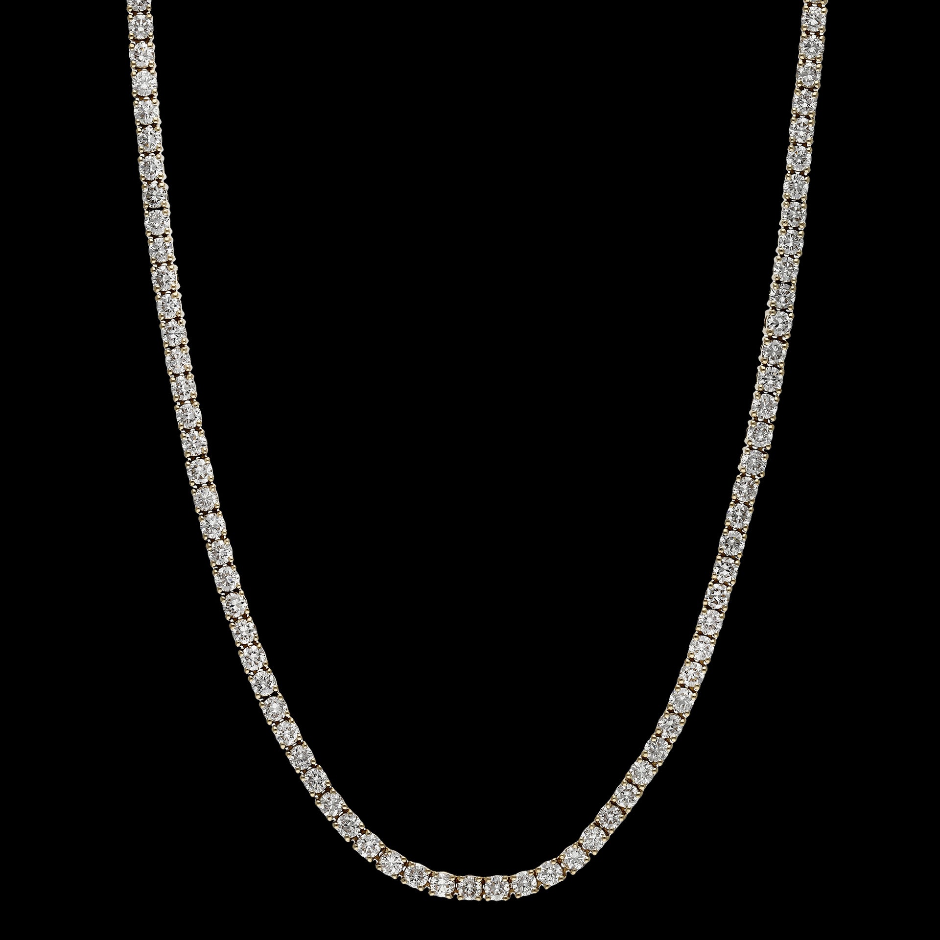 13.4cttw. Lab Grown Tennis Necklace in 14K Yellow Gold 2.75mm