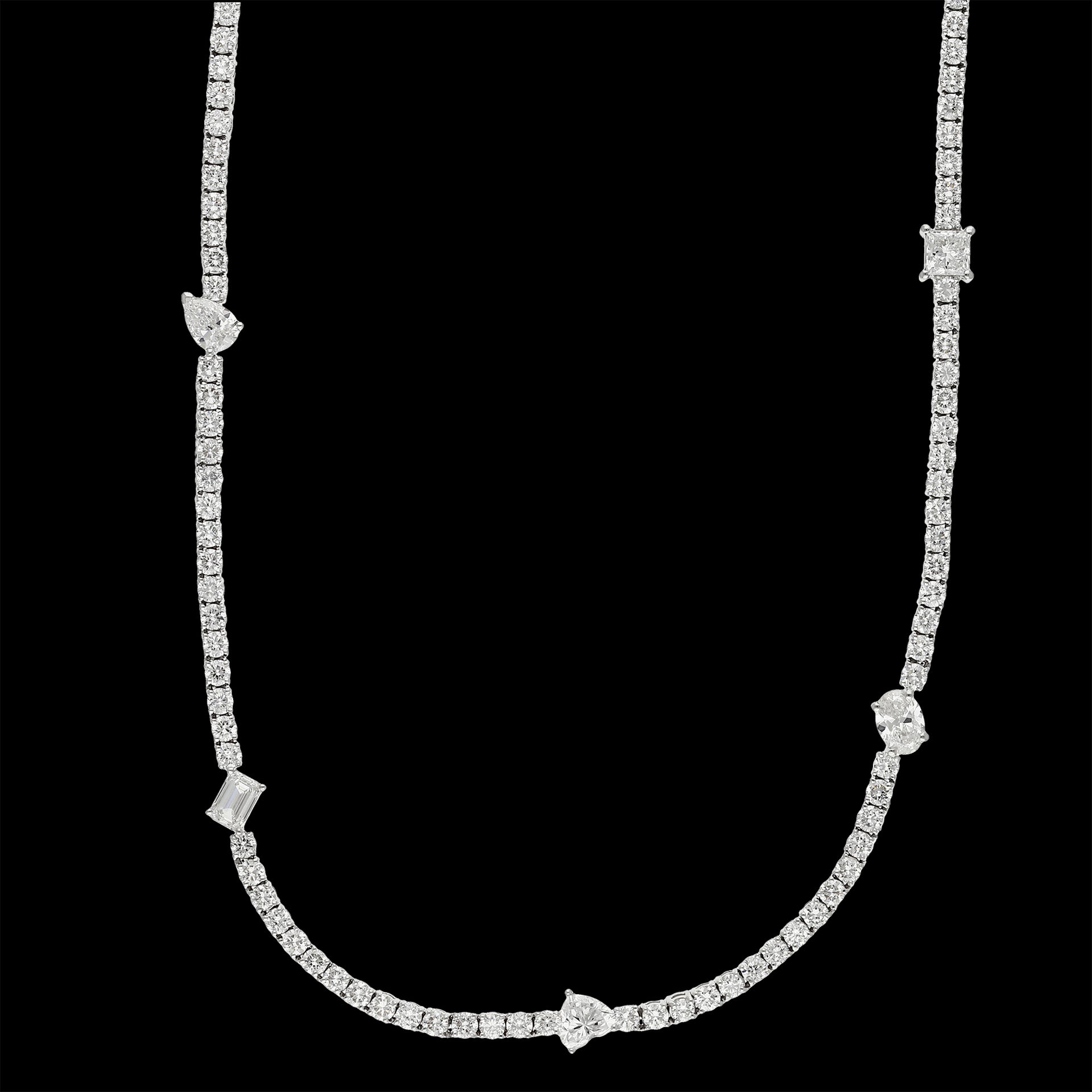 11.38cttw. Multishape Fancy Lab Grown Diamond Station Necklace in 14K White Gold