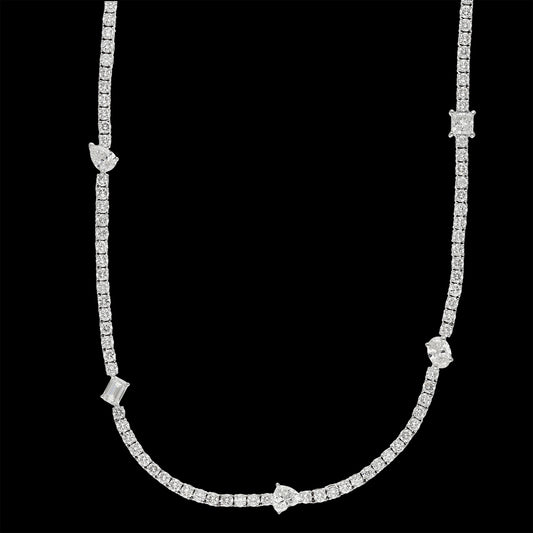 11.38cttw. Multishape Fancy Lab Grown Diamond Station Necklace in 14K White Gold
