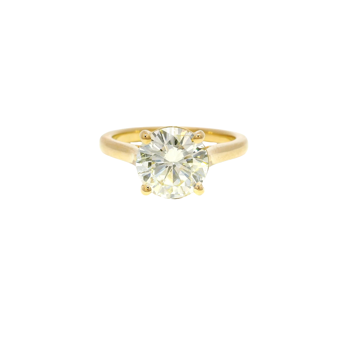 2.56ct. L Color I1 Clarity Enhanced Natural Round Diamond Engagement Ring in 14K Yellow Gold Sz 7.5