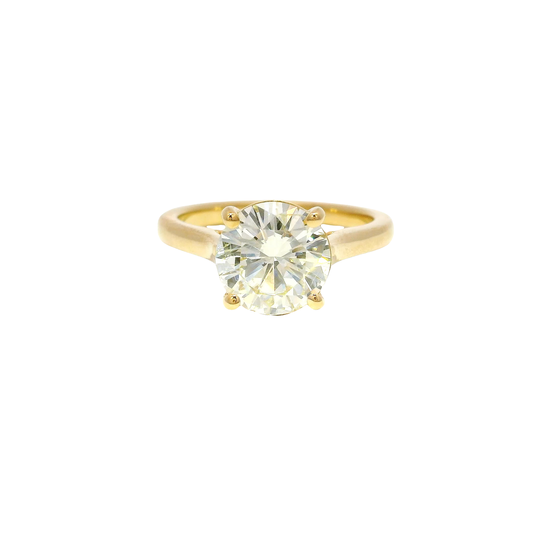 2.56ct. L Color I1 Clarity Enhanced Natural Round Diamond Engagement Ring in 14K Yellow Gold