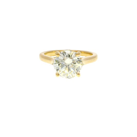 2.56ct. L Color I1 Clarity Enhanced Natural Round Diamond Engagement Ring in 14K Yellow Gold
