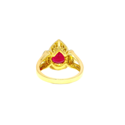 4.15ct. Rubelite Tourmaline in 18K Yellow Gold Diamond Halo Ring Sz 7