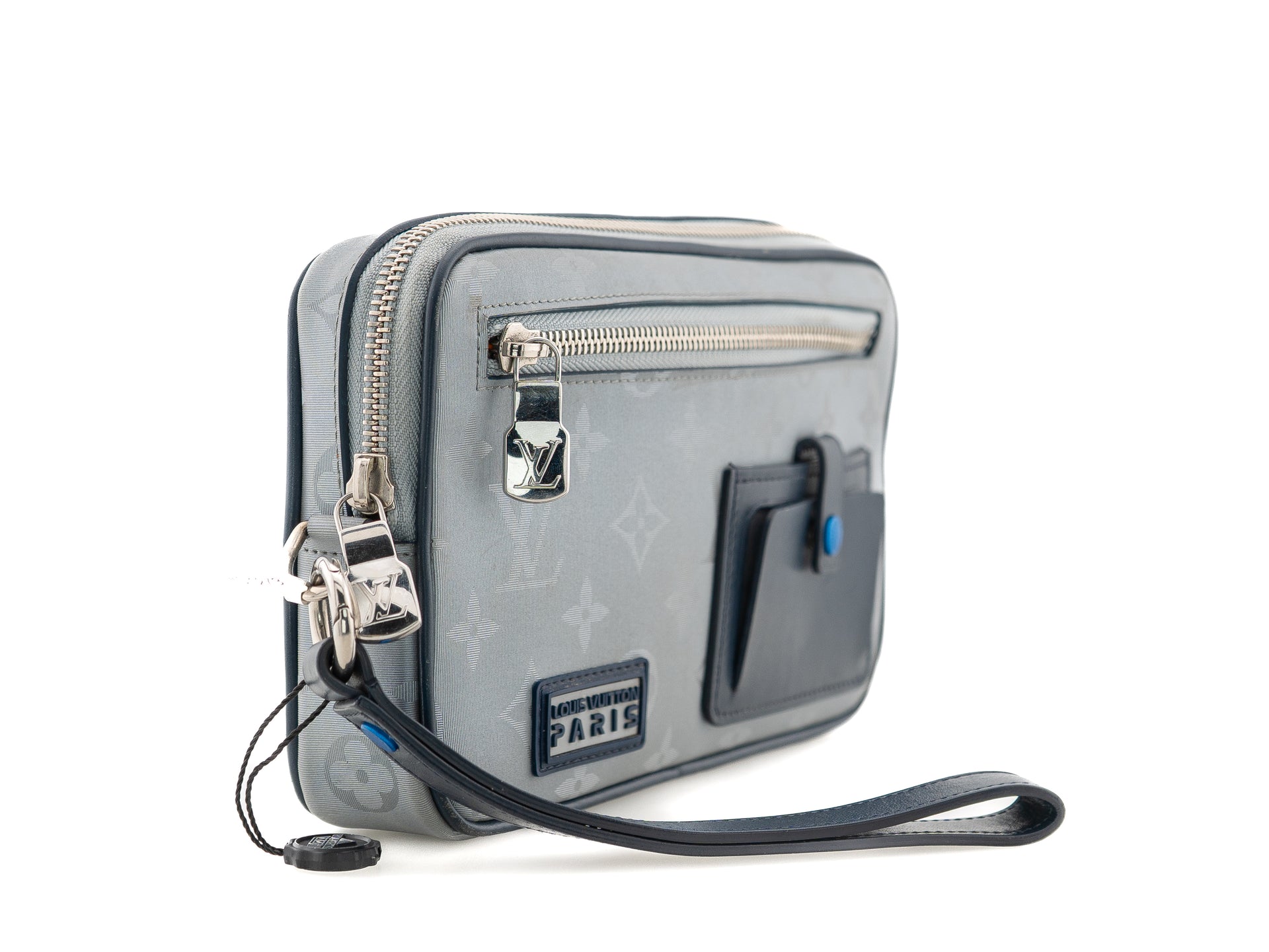 Louis Vuitton Alpha Clutch Monogram Satellite Silver