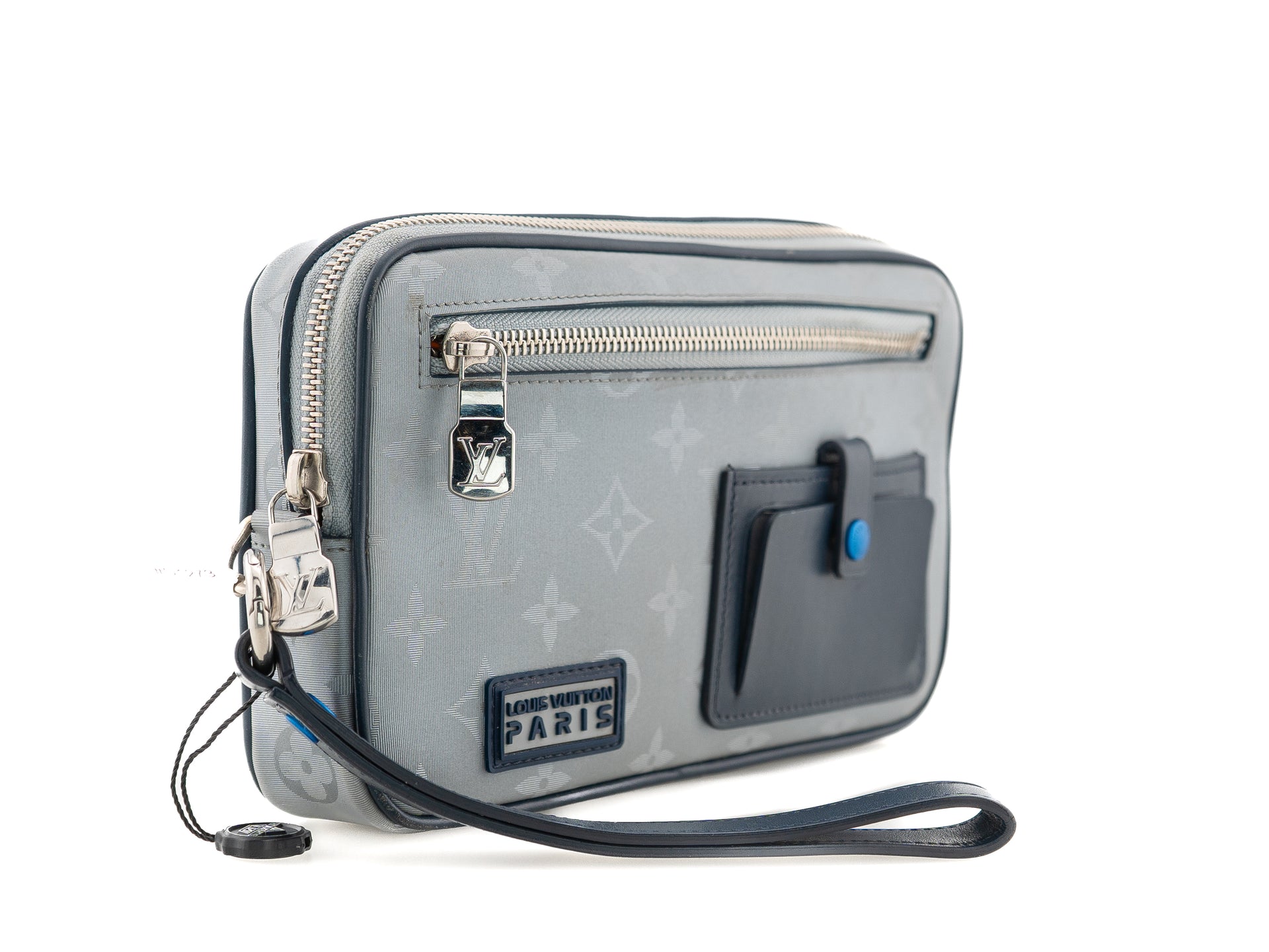 Louis Vuitton Alpha Clutch Monogram Satellite Silver