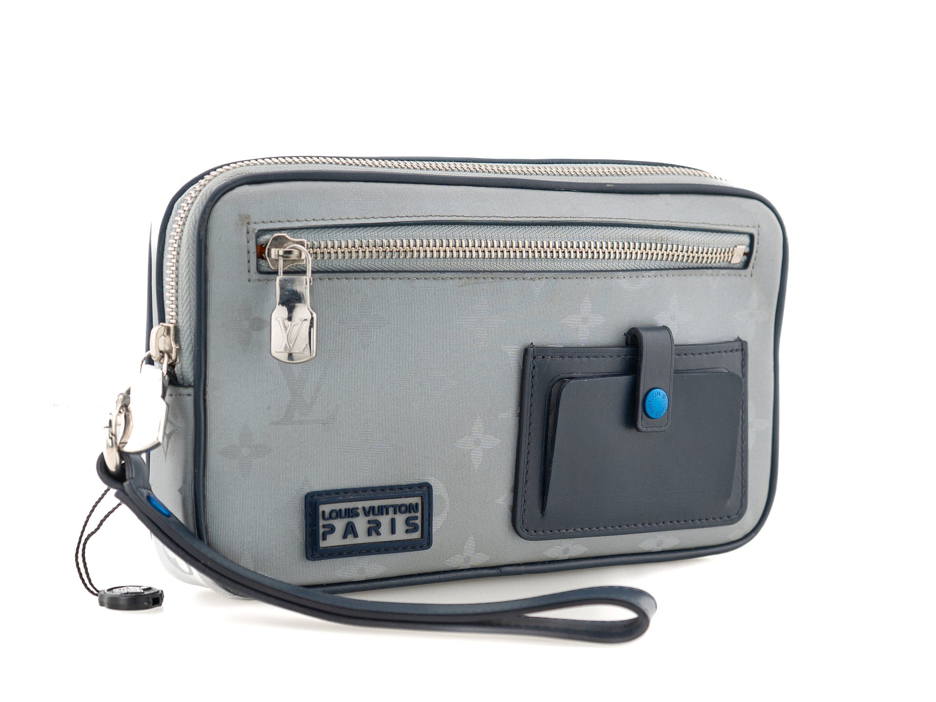 Louis Vuitton Alpha Clutch Monogram Satellite Silver