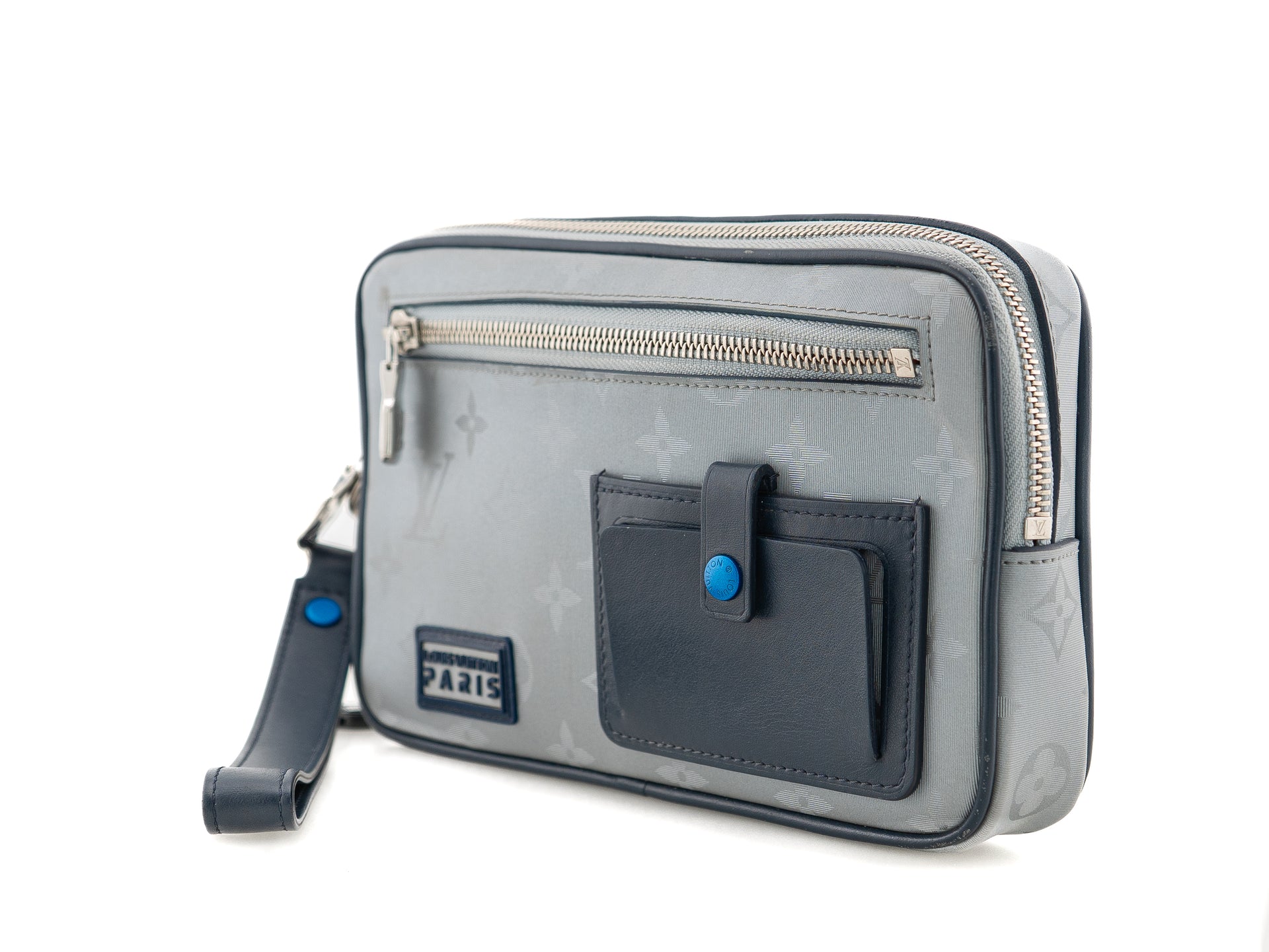 Louis Vuitton Alpha Clutch Monogram Satellite Silver