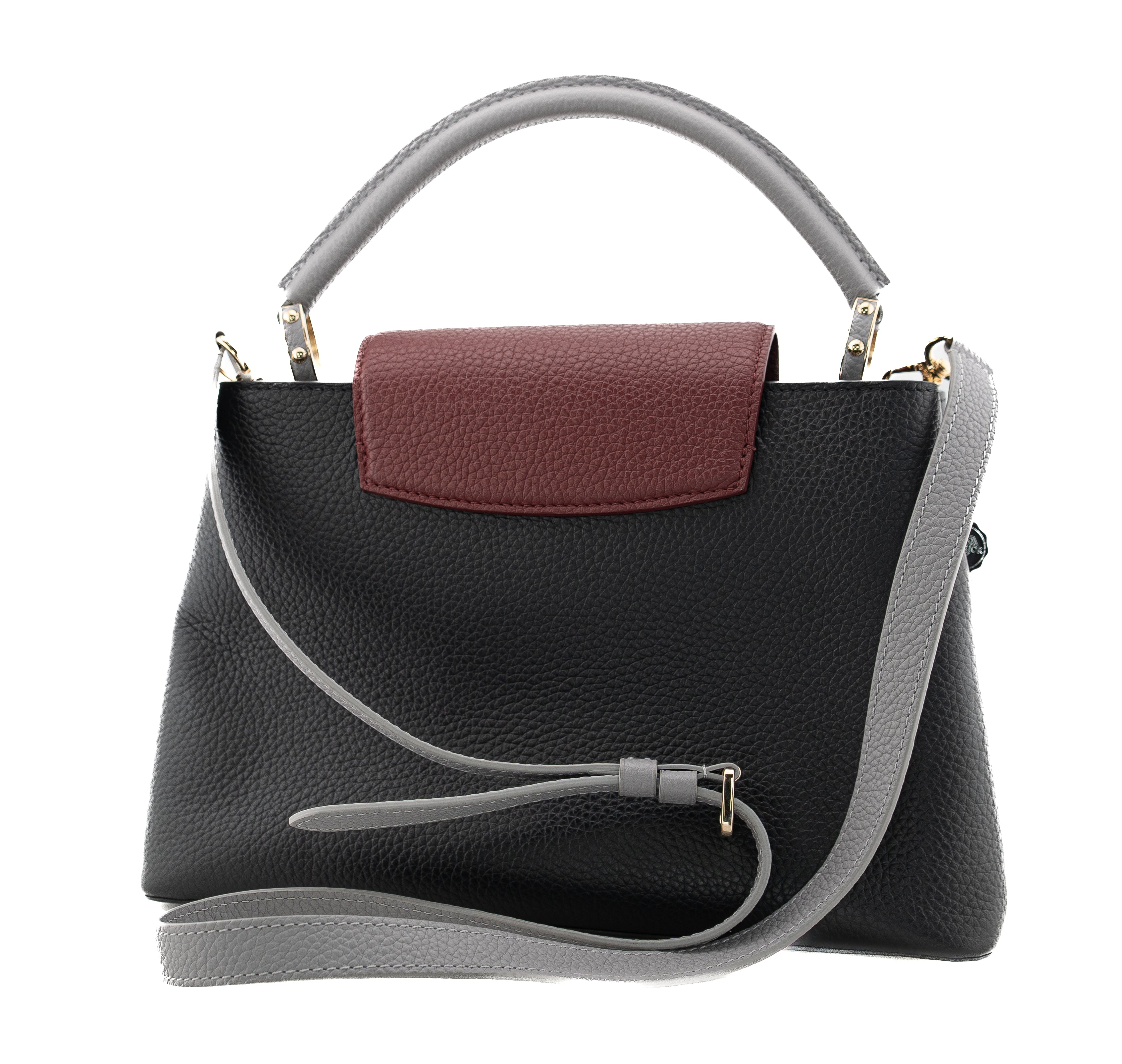 Louis Vuitton Capucines PM Taurillon Noir Bordeaux Gray
