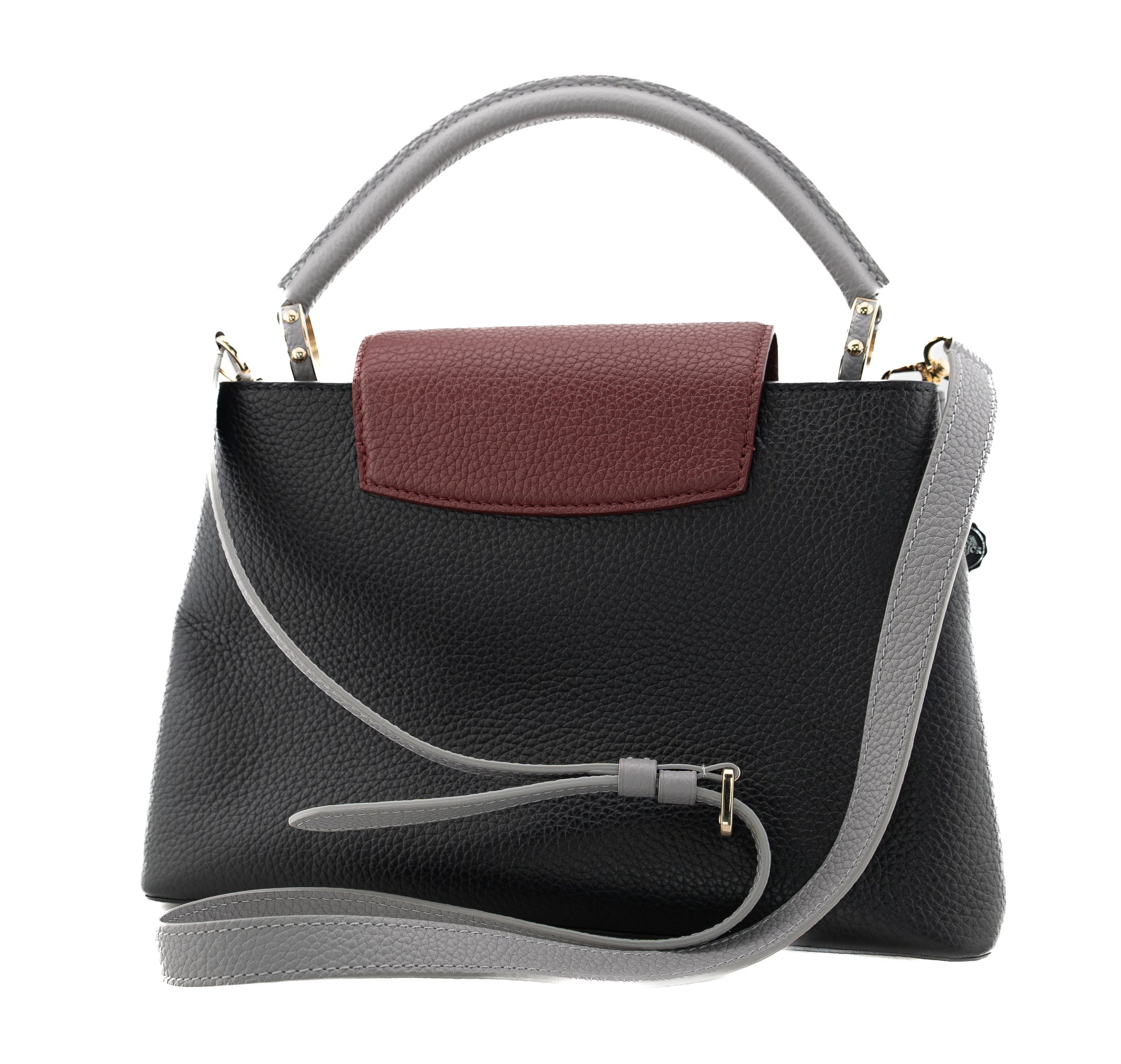 Louis Vuitton Capucines PM Taurillon Noir Bordeaux Gray