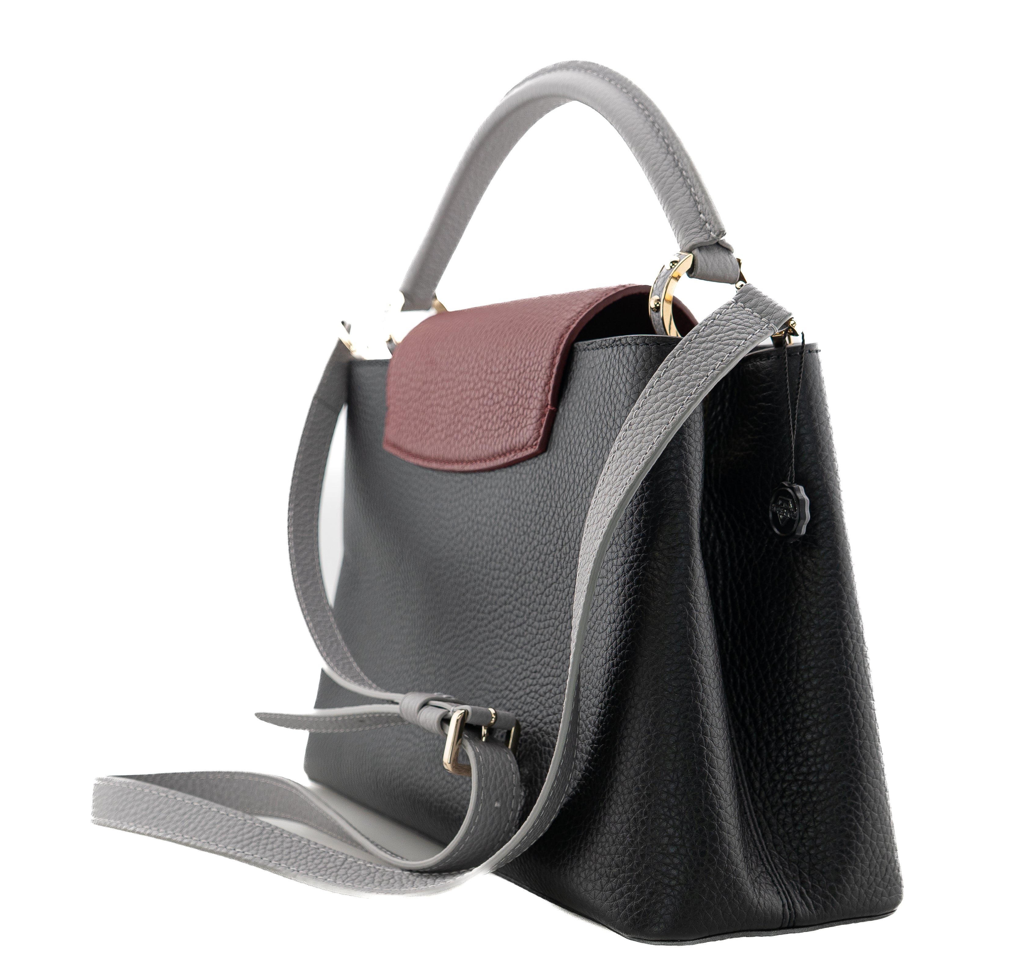Louis Vuitton Capucines PM Taurillon Noir Bordeaux Gray