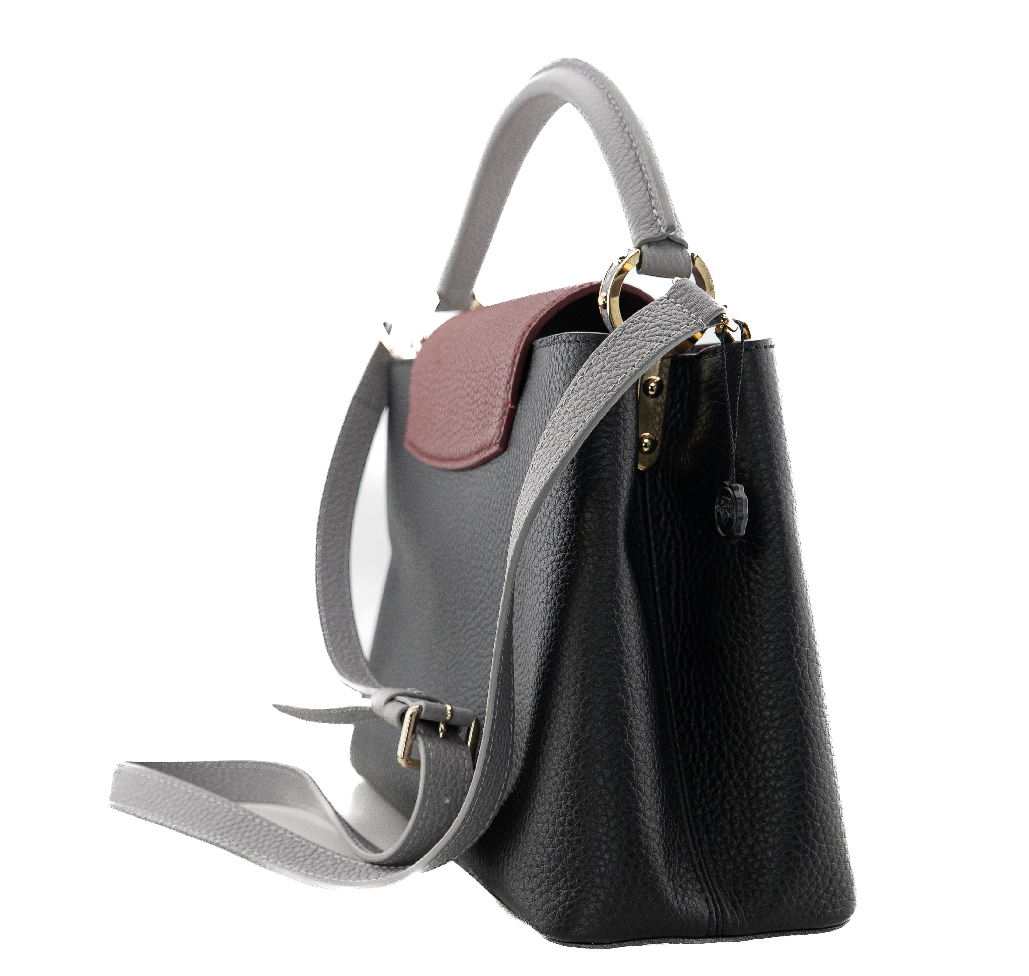 Louis Vuitton Capucines PM Taurillon Noir Bordeaux Gray