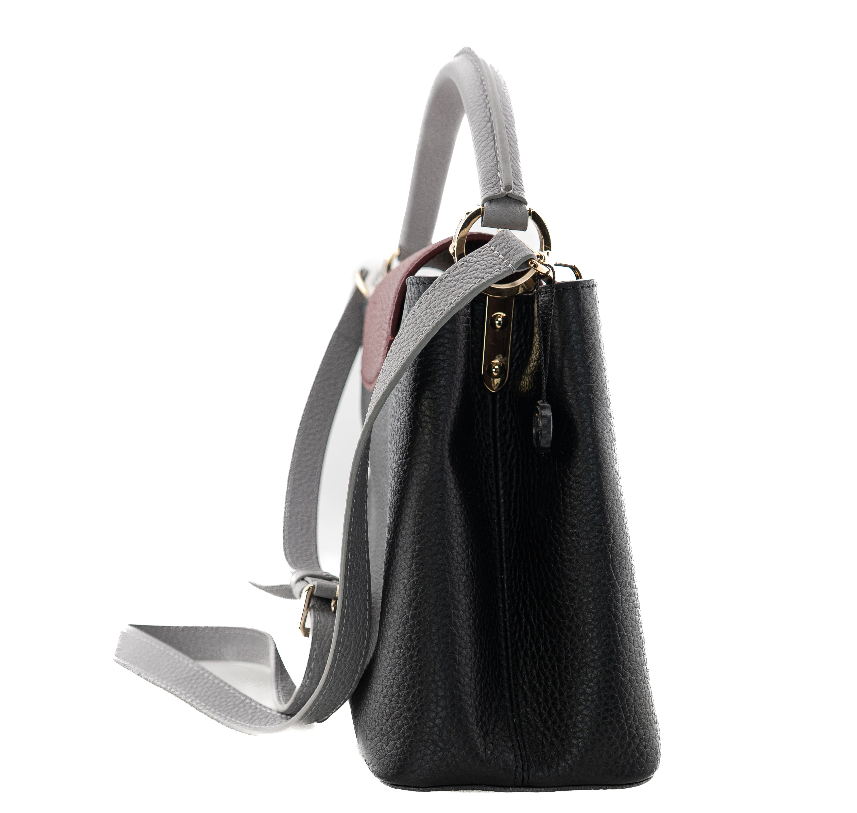 Louis Vuitton Capucines PM Taurillon Noir Bordeaux Gray