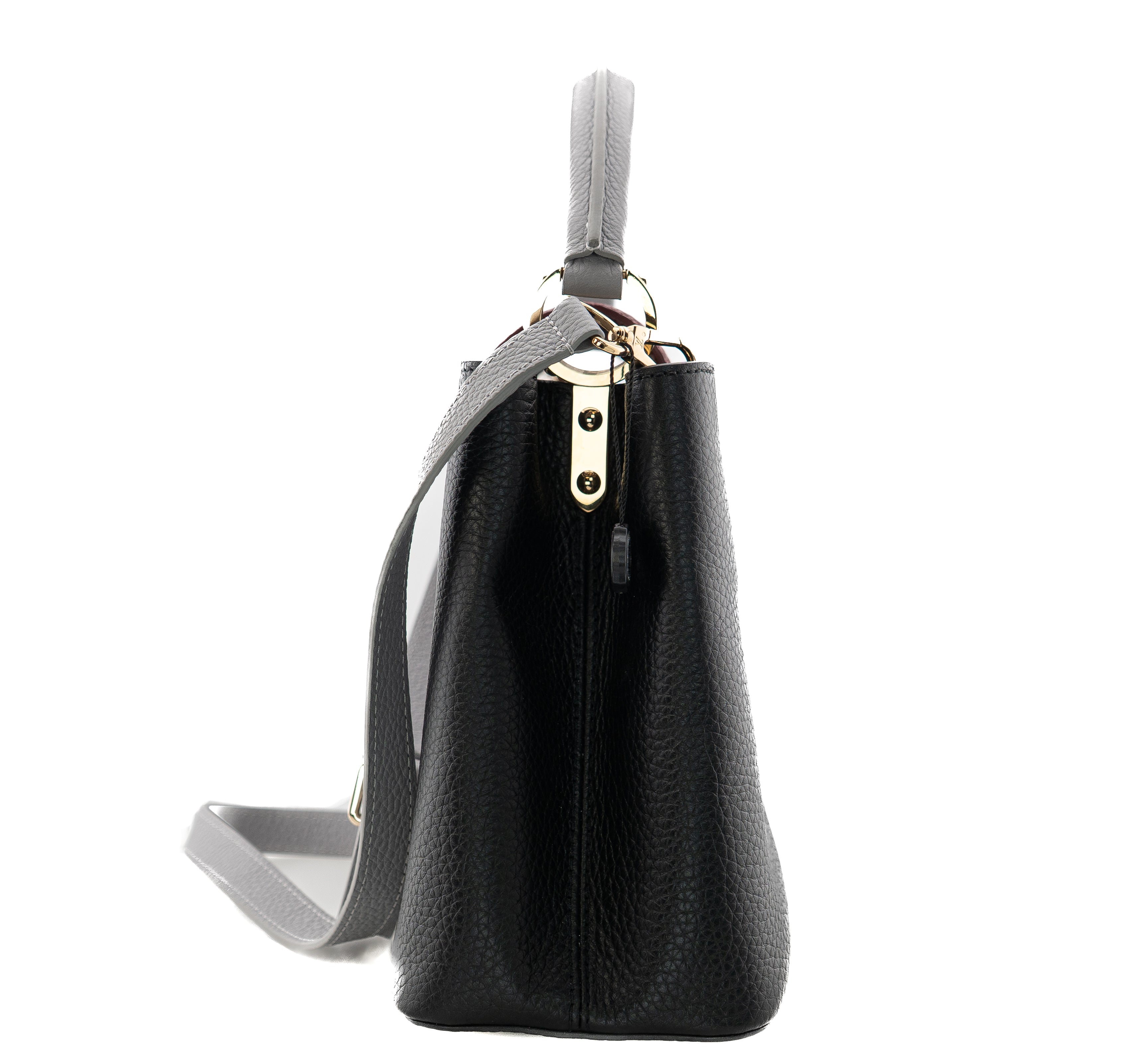Louis Vuitton Capucines PM Taurillon Noir Bordeaux Gray